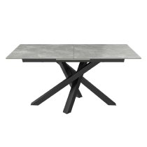 Barrie Small Ceramic Glass Extending Dining Table In Matte Grey