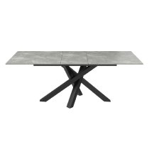 Barrie Small Ceramic Glass Extending Dining Table In Matte Grey