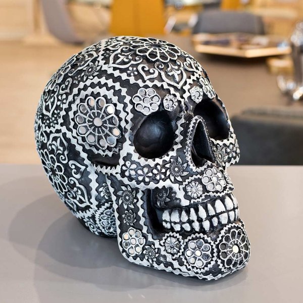 Calgary Resin Sugar Skull Sculpture In Black