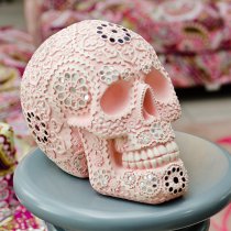 Calgary Resin Sugar Skull Sculpture In Pink