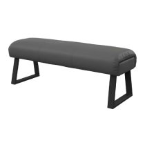 Caldwell Leather Hallway Seating Bench With Black Legs In Grey