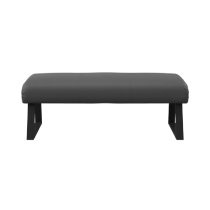 Caldwell Leather Hallway Seating Bench With Black Legs In Grey