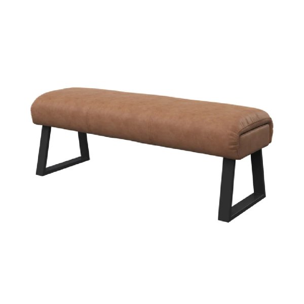 Caldwell Leather Hallway Seating Bench With Black Legs In Tan