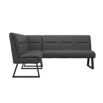 Caldwell Leather Corner Sofa Bench With Black Legs In Grey