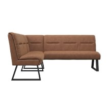 Caldwell Leather Corner Sofa Bench With Black Legs In Tan