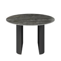 Cadillac Ceramic Round Dining Table In Gloss Grey