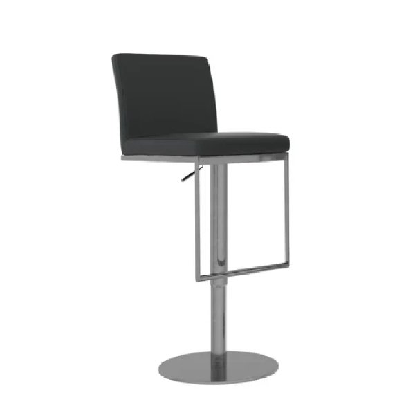 Eccles Leather Bar Stool With Chrome Base In Black