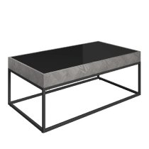 Earlville Black Glass Top Rectangular Coffee Table In Grey