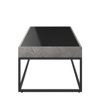 Earlville Black Glass Top Rectangular Coffee Table In Grey