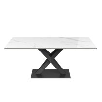 Kahului Ceramic Glass Rectangular Coffee Table In White Gloss