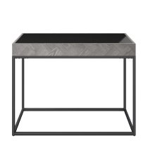 Earlville Black Glass Top Rectangular Console Table In Grey