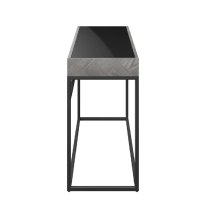 Earlville Black Glass Top Rectangular Console Table In Grey