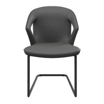 Kahului Leather Dining Chair With Black Legs In Grey