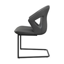 Kahului Leather Dining Chair With Black Legs In Grey