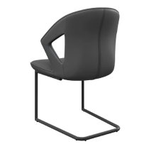 Kahului Leather Dining Chair With Black Legs In Grey