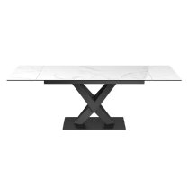 Kahului Ceramic Glass Extending Dining Table In Gloss White