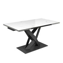 Kahului Ceramic Glass Extending Dining Table In Gloss White