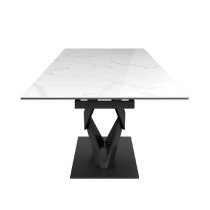 Kahului Ceramic Glass Extending Dining Table In Gloss White