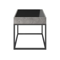 Earlville Black Glass Top Square Side Table In Grey