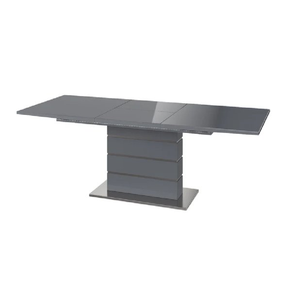 Macon High Gloss Butterfly Extending Dining Table In Grey