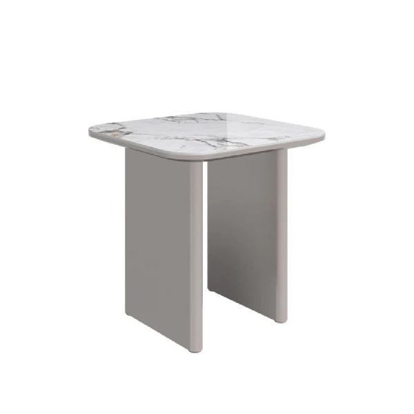 Madrid Ceramic Square Side Table In White