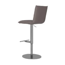 Radlett Leather Bar Stool With Chrome Base In Taupe