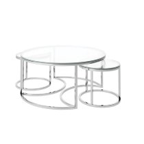 Ohrid Clear Glass Nesting Coffee Tables With Chrome Frame