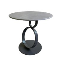 Oldham Ceramic Side Table Round In Matte Grey