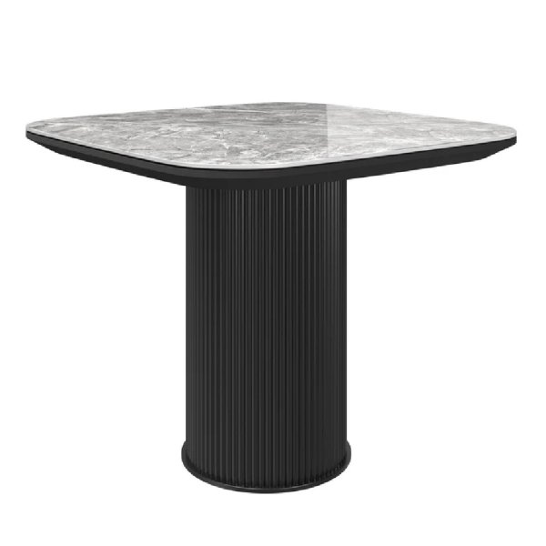 Ramona Ceramic Square Side Table In Gloss Grey