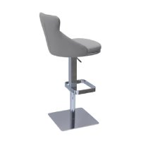 Saida Leather Bar Stool With Chrome Base In Grey