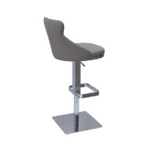 Saida Leather Bar Stool With Chrome Base In Taupe