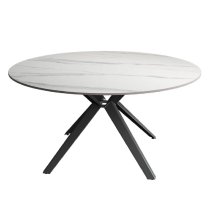 Vashon Ceramic Round Coffee Table With Black Legs In White