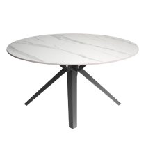 Vashon Ceramic Round Coffee Table With Black Legs In White