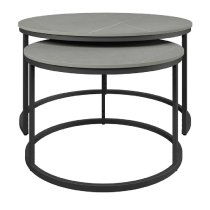 Zillah Ceramic Nesting Coffee Tables In Grey Marble Effect