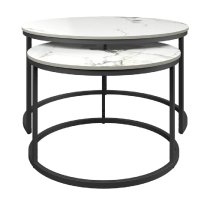 Zillah Ceramic Nesting Coffee Tables In White Marble Effect