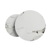 Zillah Ceramic Nesting Coffee Tables In White Marble Effect