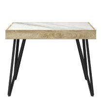 Valtesse Ceramic Rectangular Console Table In White And Oak