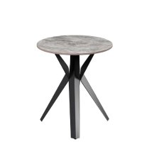 Vashon Ceramic Round Side Table With Black Legs In Grey