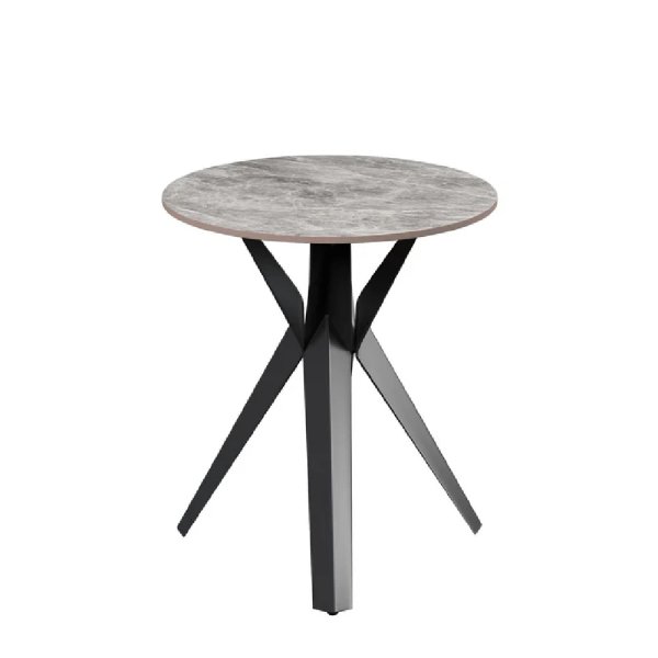 Vashon Ceramic Round Side Table With Black Legs In Grey