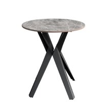 Vashon Ceramic Round Side Table With Black Legs In Grey