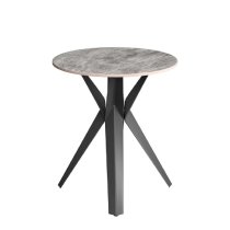 Vashon Ceramic Round Side Table With Black Legs In Grey