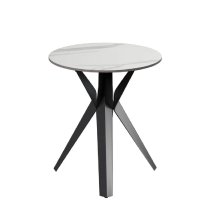 Vashon Ceramic Round Side Table With Black Legs In White