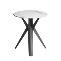 Vashon Ceramic Round Side Table With Black Legs In White