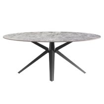 Vashon Ceramic Oval Dining Table With Black Legs In Grey