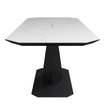 Venice Ceramic Auto Rise Extending Dining Table In White