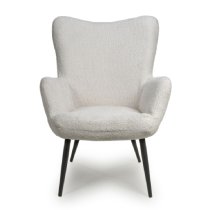 Baraboo Chenille Fabric Armchair With Black Legs In White