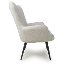 Baraboo Chenille Fabric Armchair With Black Legs In White