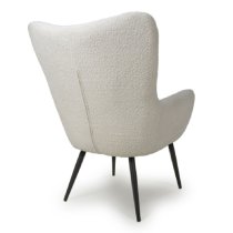 Baraboo Chenille Fabric Armchair With Black Legs In White