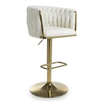 Bangor Cream Fabric Bar Stools With Gold Base In Pair