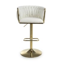 Bangor Cream Fabric Bar Stools With Gold Base In Pair